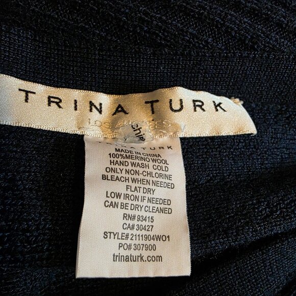 TRINA TURK ( XS/M) Chic Merino Wool Ponch with Boatneck Draped Sleeves - Picture 8 of 8